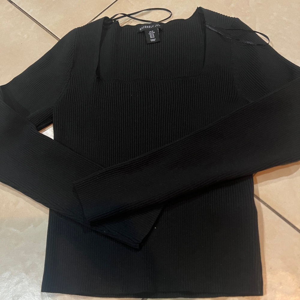 Sincerely Jules Black Off-the-Shoulder Sweater